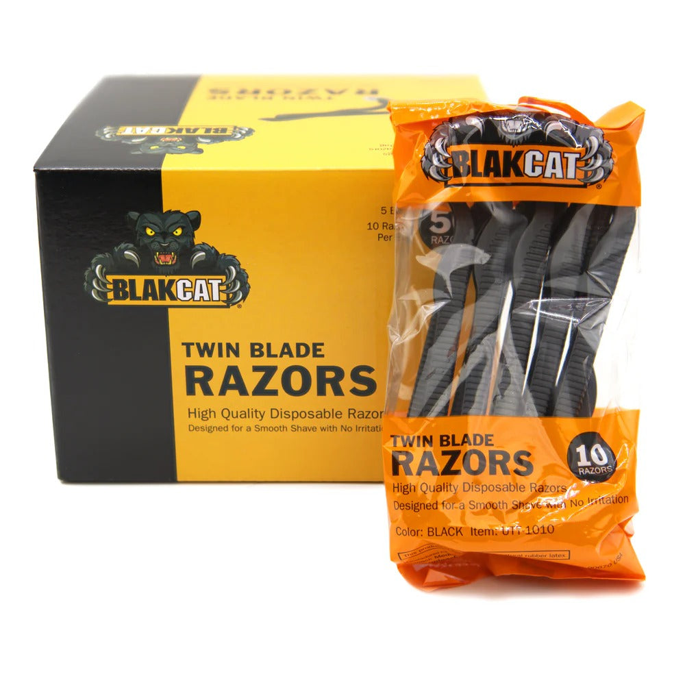 Blakcat Premium Twin Blade Disposable Razors - 50/bx