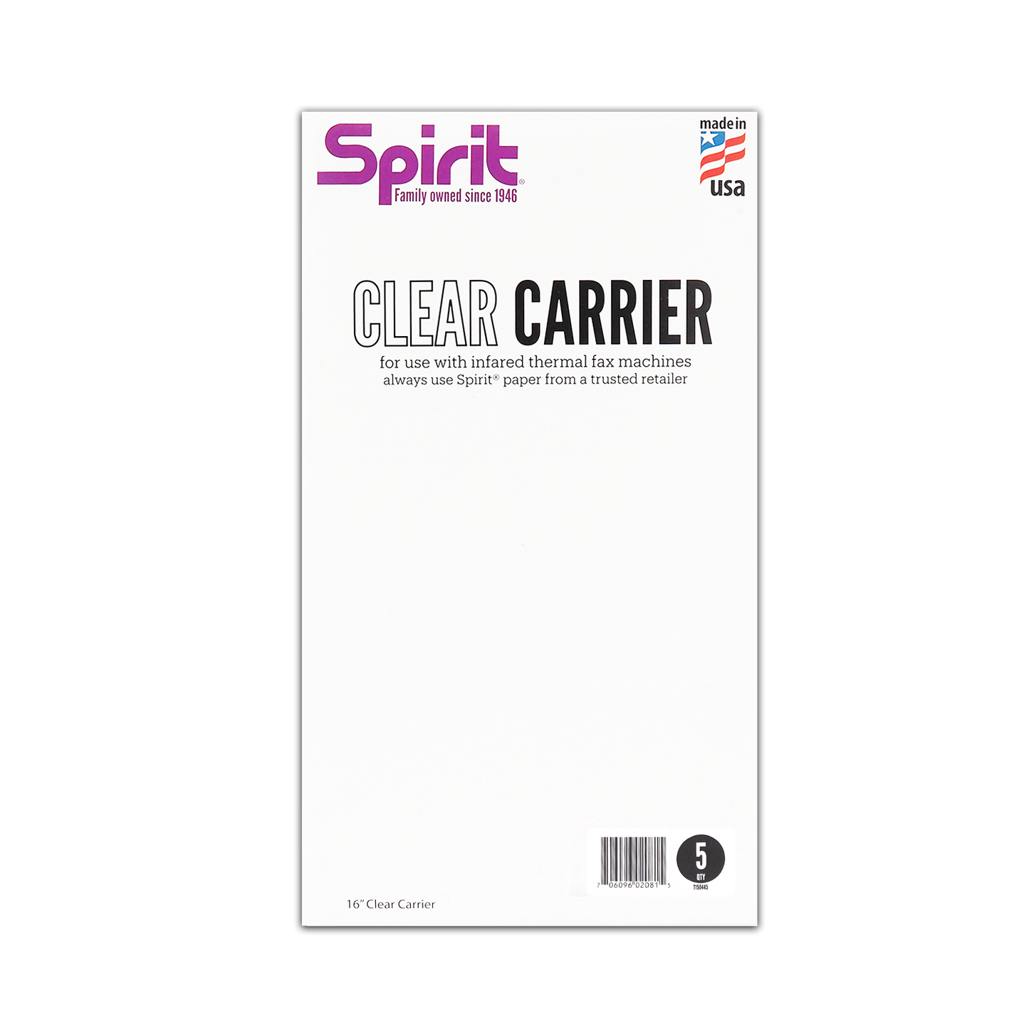 Spirit 16" Thermal Carrier - Blue or Clear - Single to 5pk