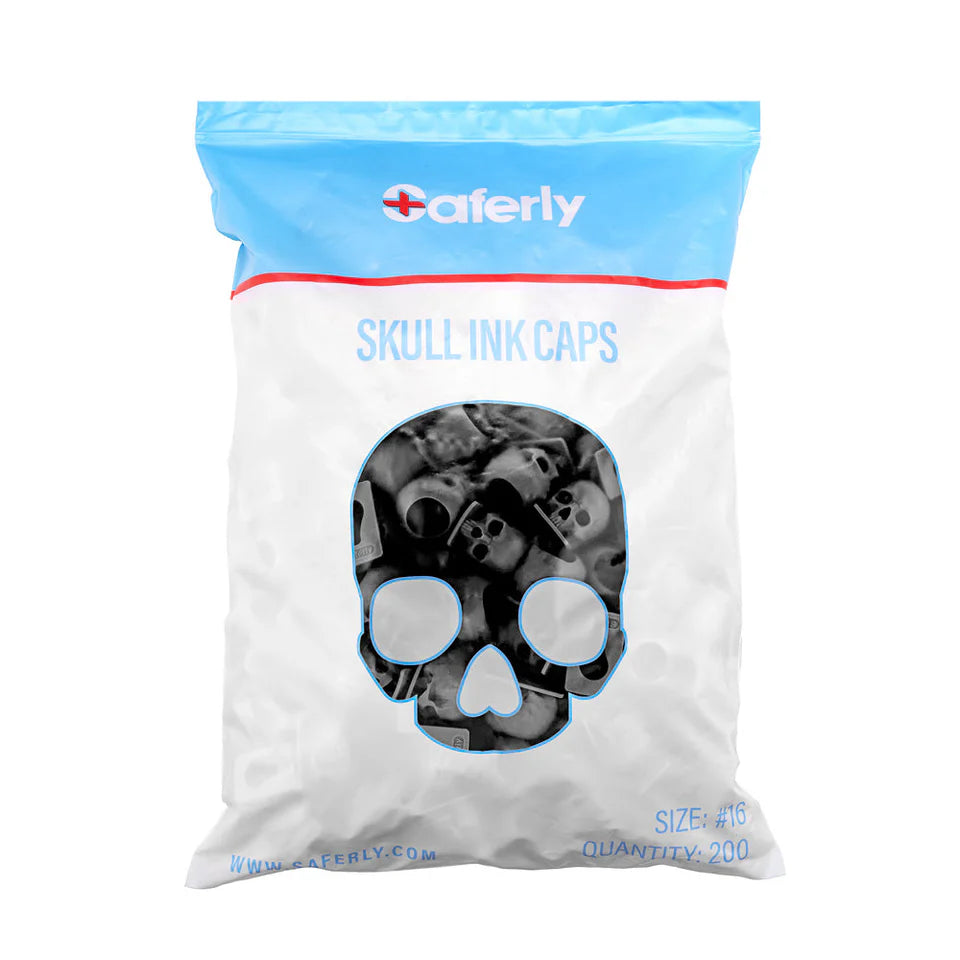 Saferly Skull Silicone Ink Caps - #16 - Bag of 200