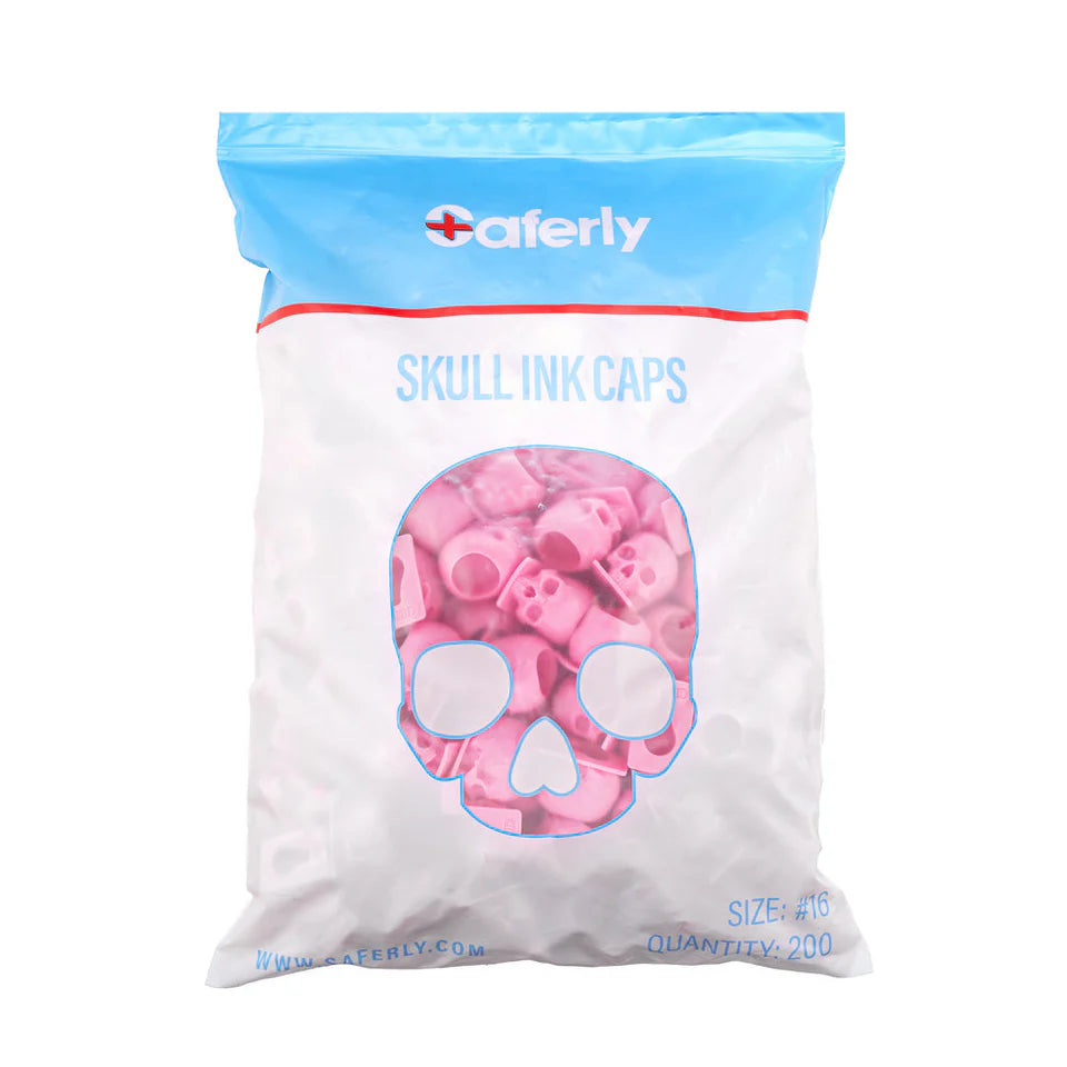 Saferly Skull Silicone Ink Caps - #16 - Bag of 200