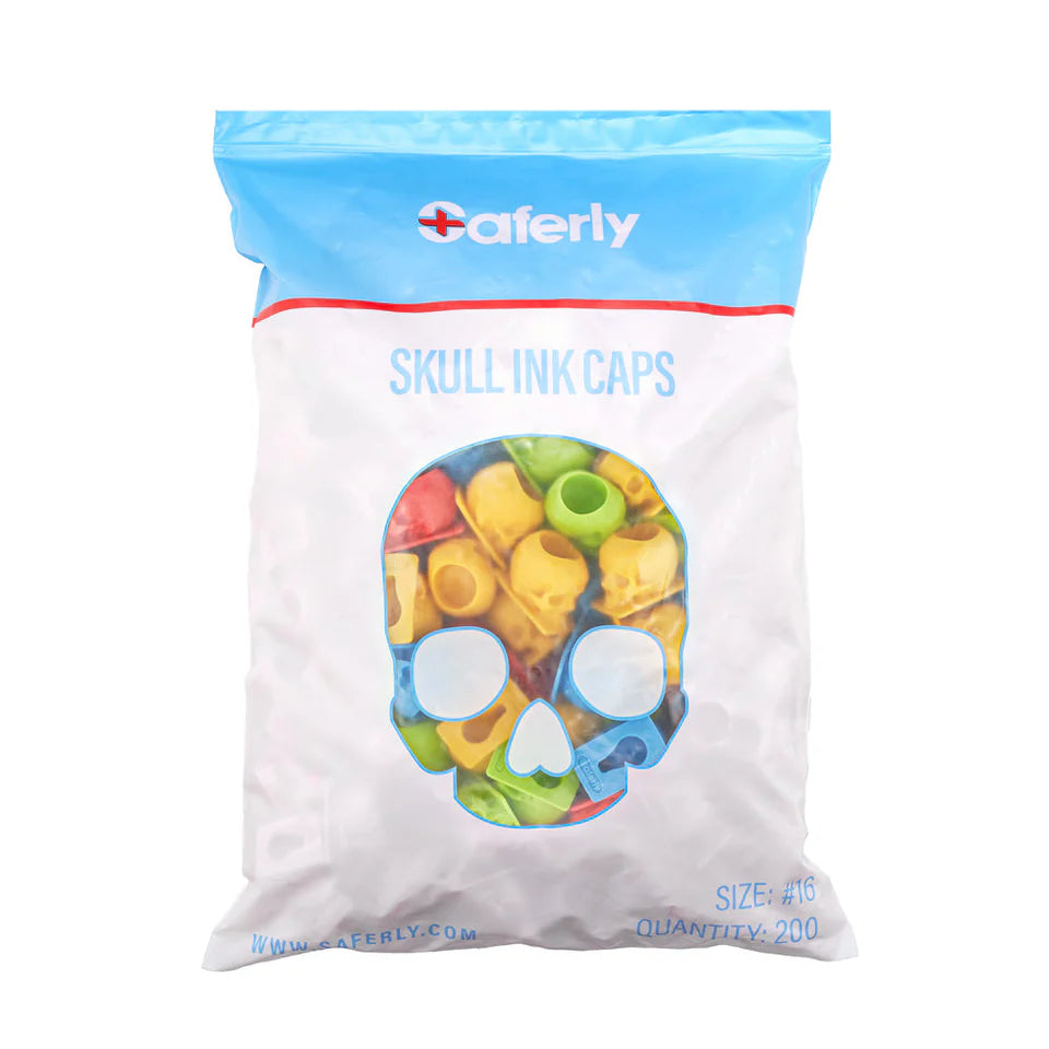 Saferly Skull Silicone Ink Caps - #16 - Bag of 200