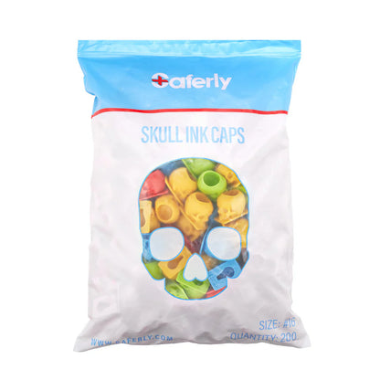 Saferly Skull Silicone Ink Caps - #16 - Bag of 200