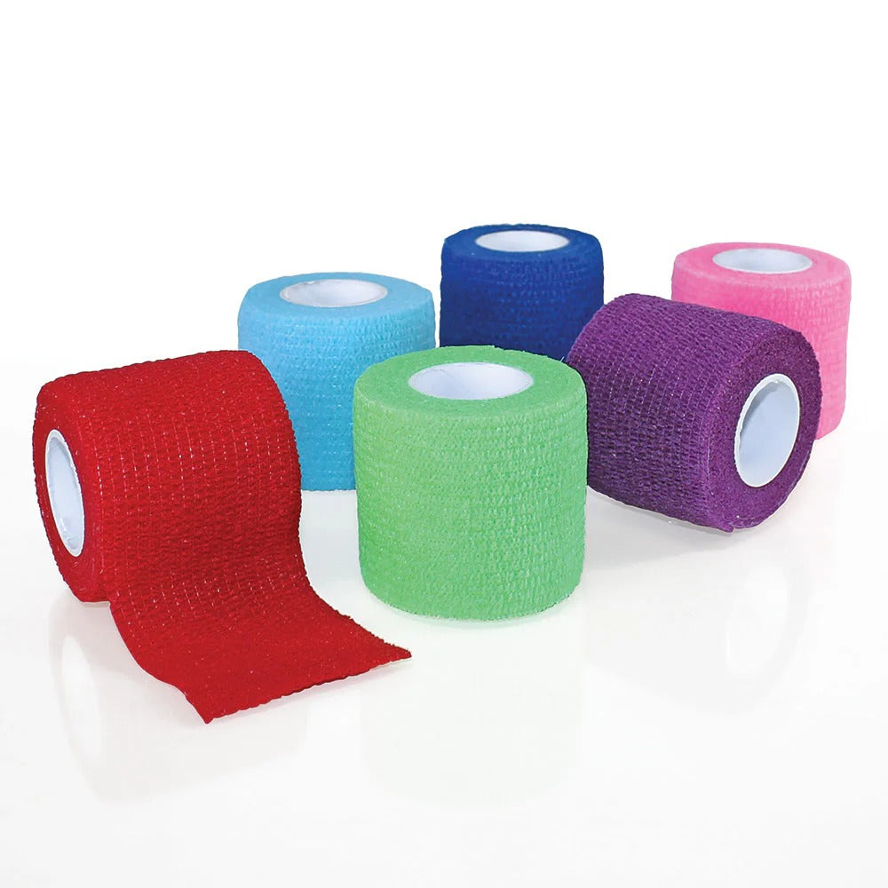 Sensi-Wrap Cohesive Wrap - 2" x 5 yards - Box of 36 Rolls, 6 Colors