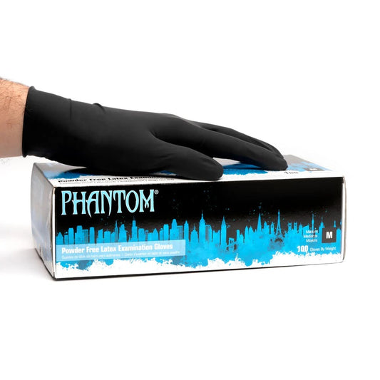 Adenna Phantom - Black Latex Exam Gloves – Powder Free - 100 Pack