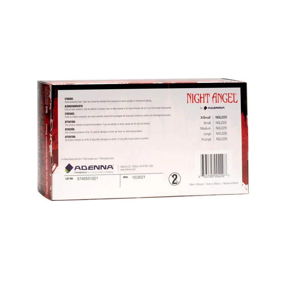 Adenna Night Angel Black Nitrile Gloves - Powder Free - 100 Pack