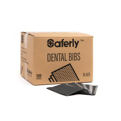Saferly Medical Black Dental Bibs — 13” x 18” Case of 500