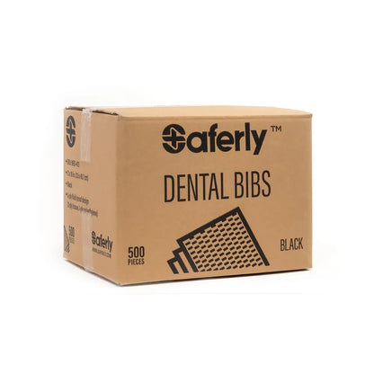 Saferly Medical Black Dental Bibs — 13” x 18” Case of 500