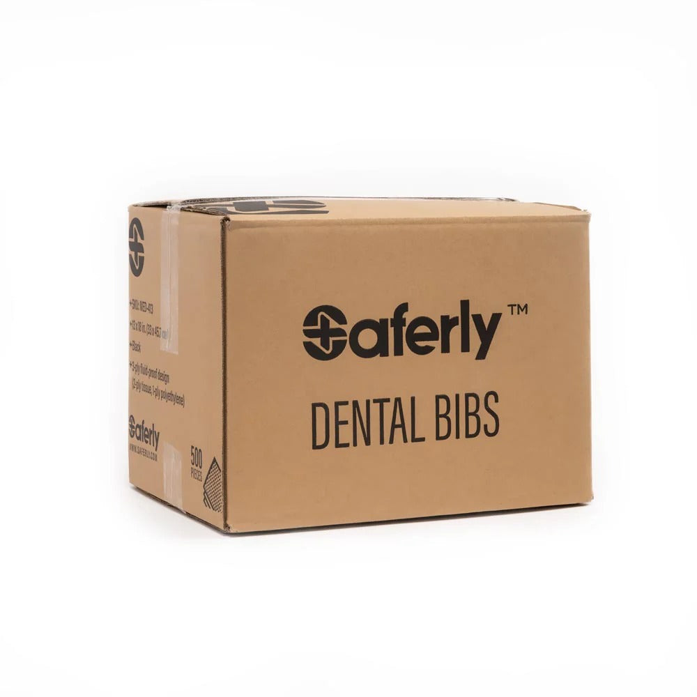 Saferly Medical Black Dental Bibs — 13” x 18” Case of 500