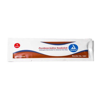 Dynarex Povidone-Iodine Swabsticks - Box of 50 packets