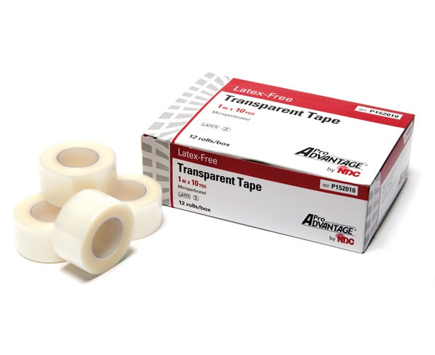 Clear Surgical Transparent Tape - Latex-Free - 1/2" x 10yd. - 24 rolls/box
