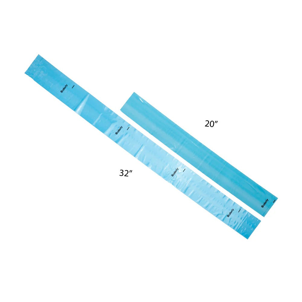Saferly 32" Clip Cord Sleeves + Machine Bags — Blue — Box of 200