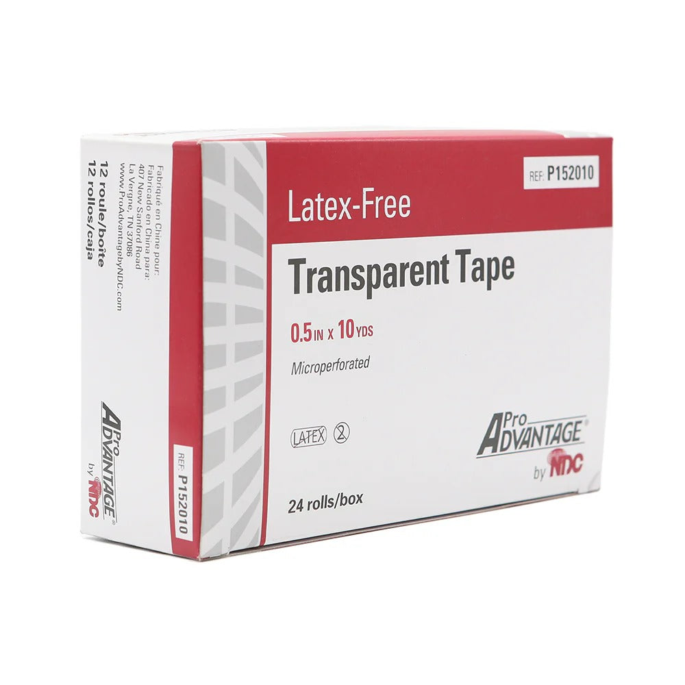 Clear Surgical Transparent Tape - Latex-Free - 1/2" x 10yd. - 24 rolls/box